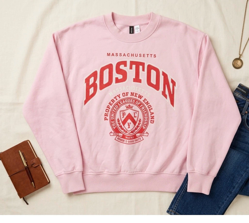 H&M Boston Massachusetts Pink Sweatshirt