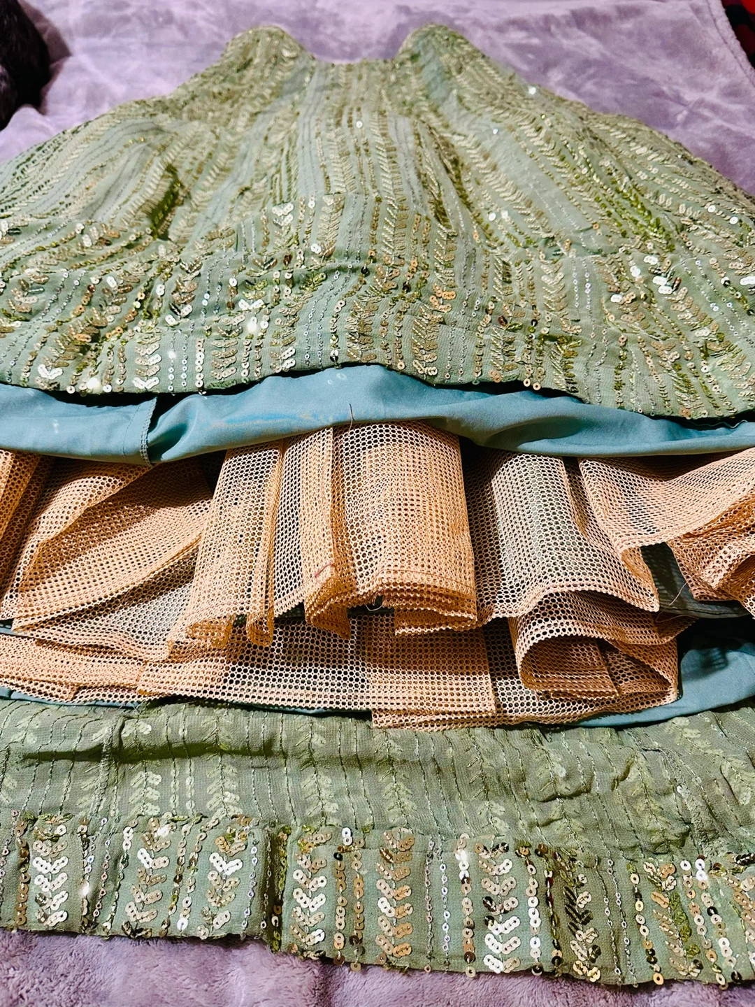 Sage Green Sequin Lehenga Choli Set - photo 3