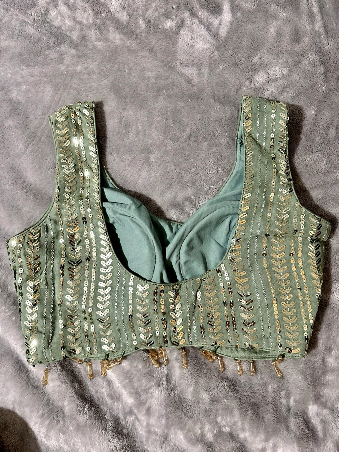 Sage Green Sequin Lehenga Choli Set - photo 4