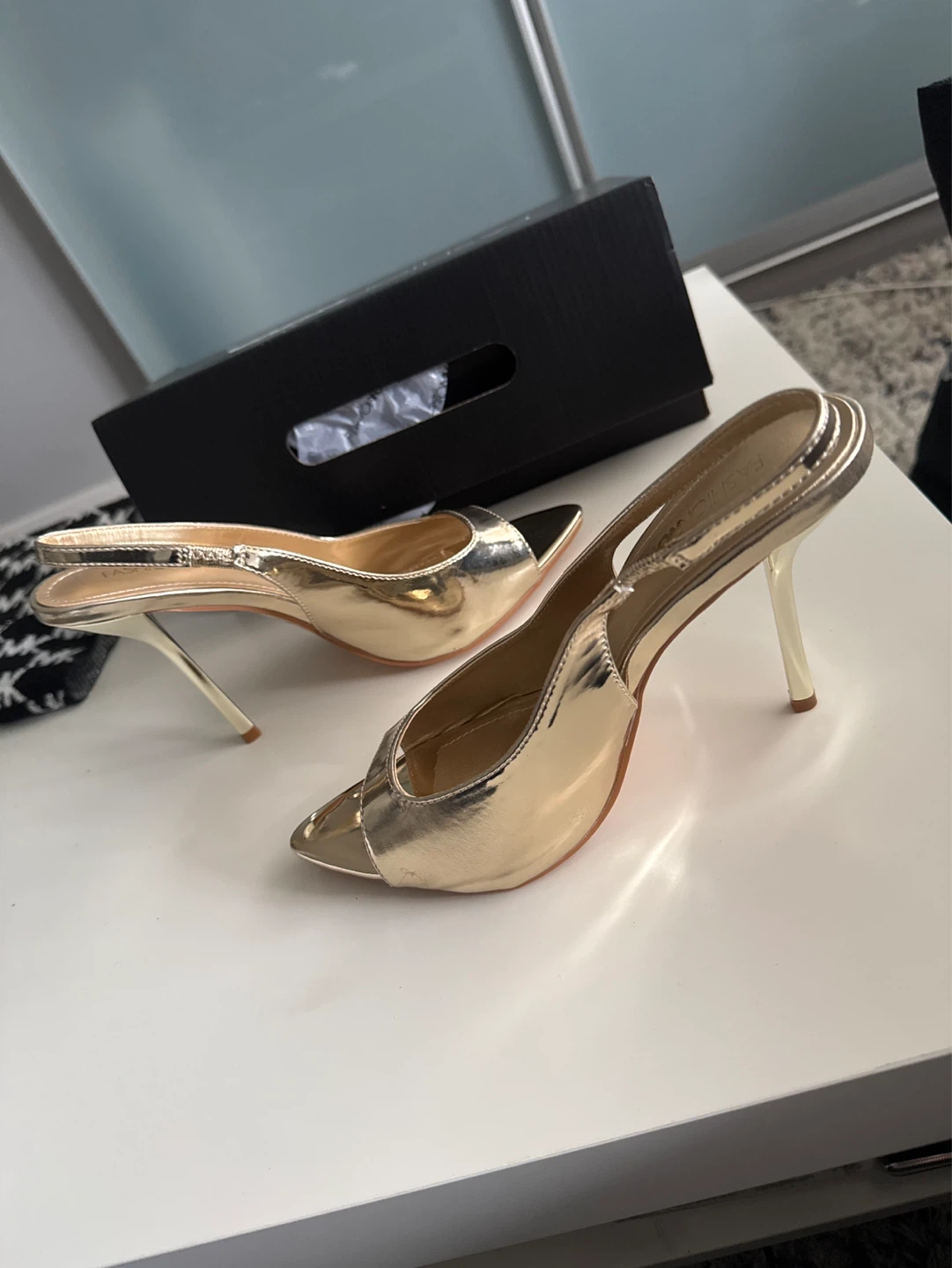 Fashion Nova Gold Slingback Heels - photo 2