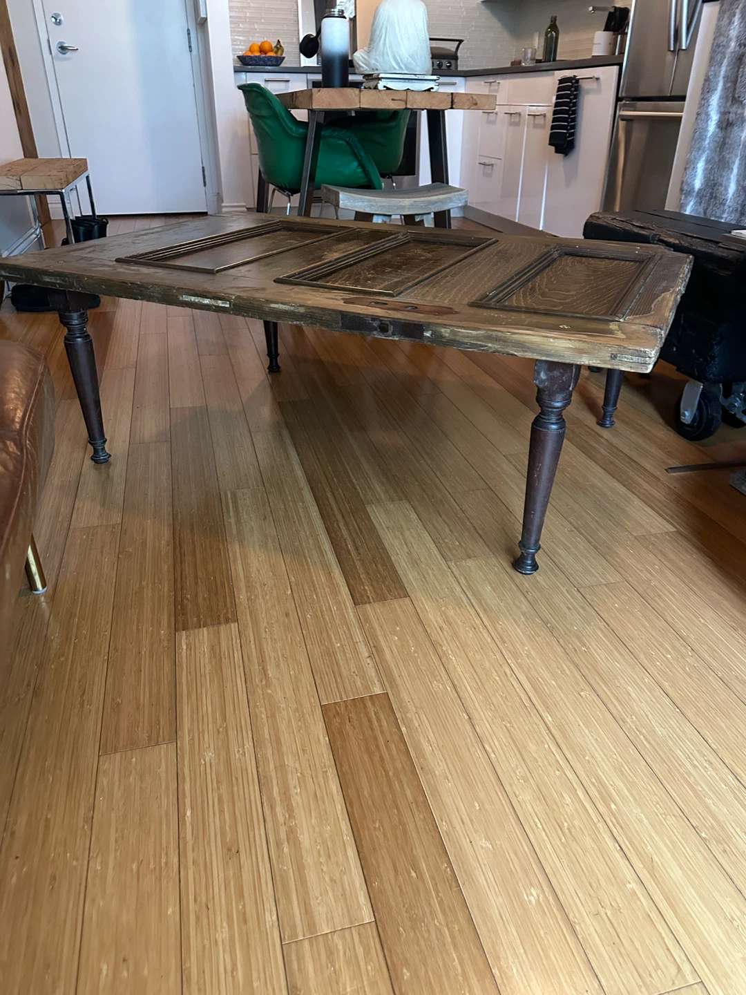 Large VINTAGE FARM HOUSE DOOR COFFEE TABLE RECLAIMED WOOD - photo 2
