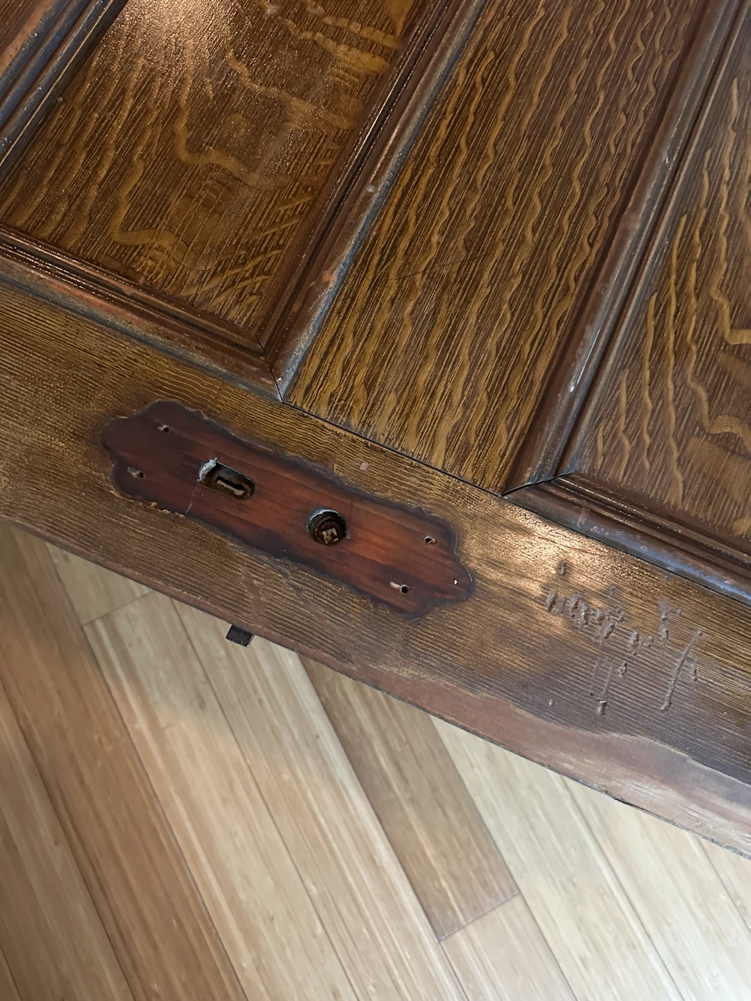 Large VINTAGE FARM HOUSE DOOR COFFEE TABLE RECLAIMED WOOD - photo 3