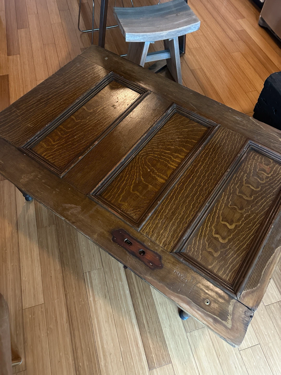 Large VINTAGE FARM HOUSE DOOR COFFEE TABLE RECLAIMED WOOD - photo 5