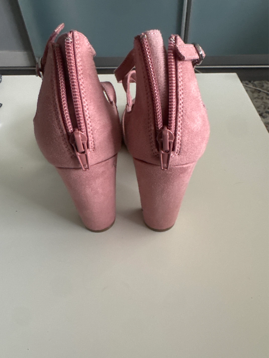 Christian Siriano Pink Suede Block Heels - photo 3