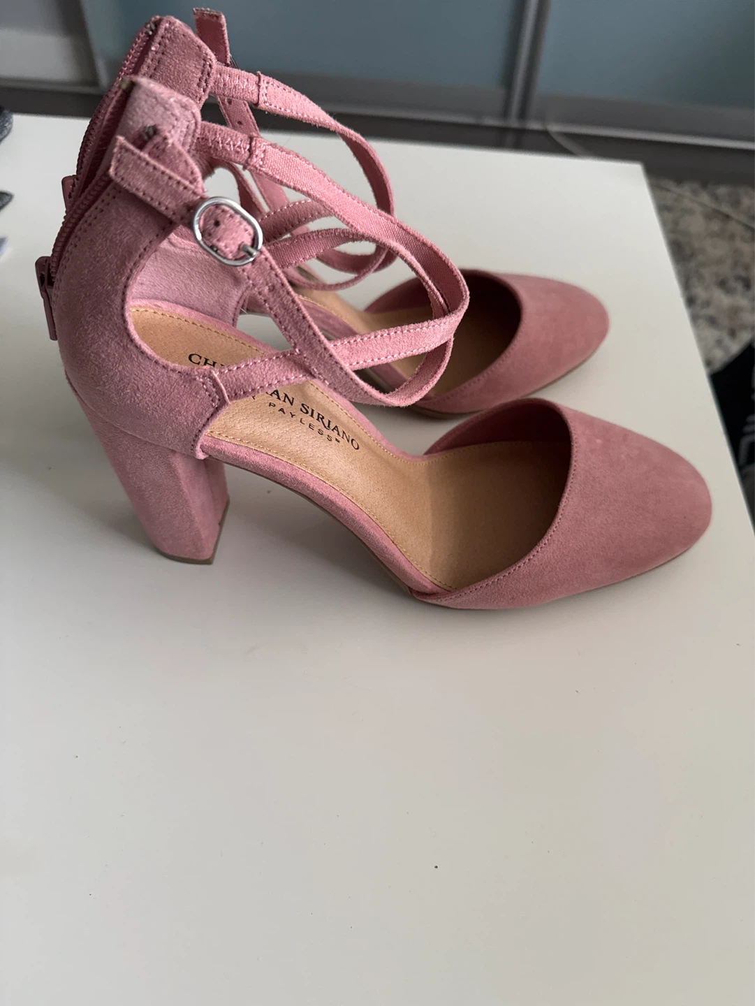 Christian Siriano Pink Suede Block Heels - photo 2
