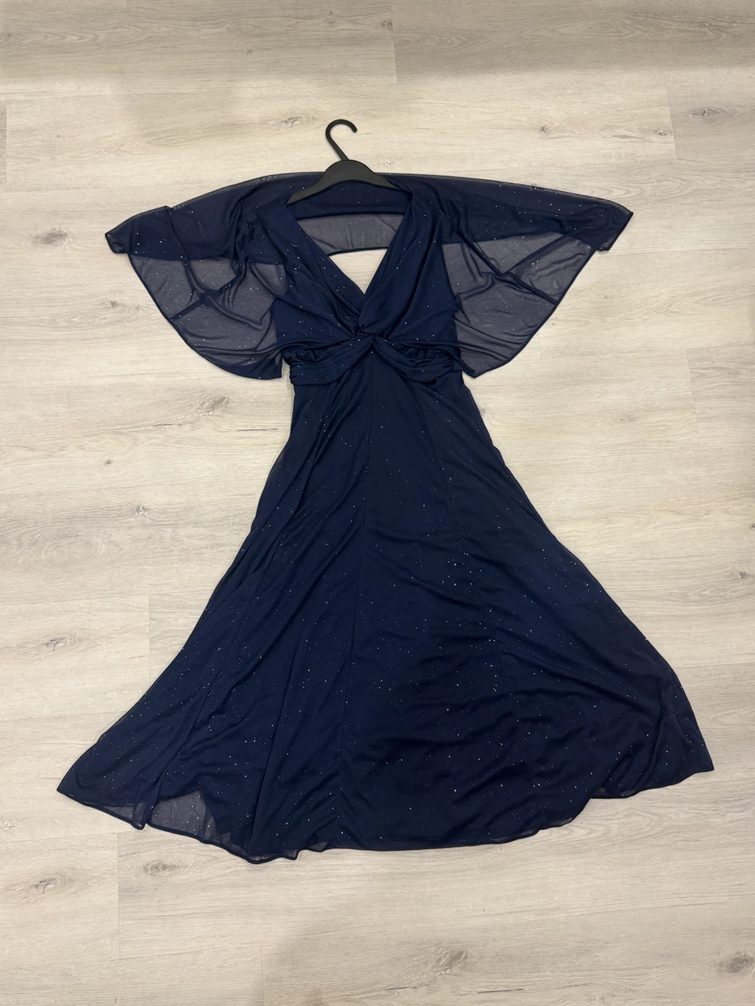 Navy Blue Glitter Evening Dress