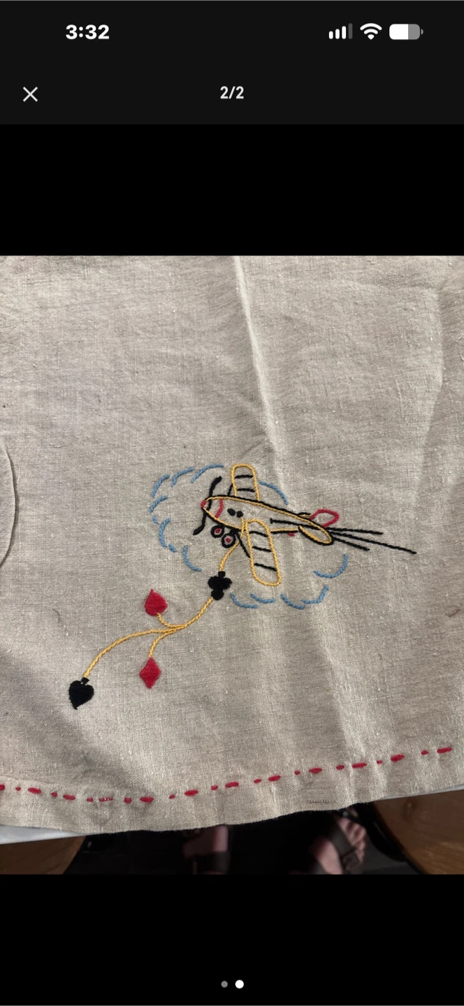 Vintage Hand-Embroidered Linen Cloth