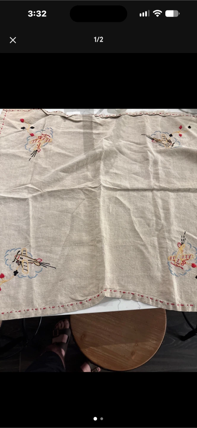 Vintage Hand-Embroidered Linen Cloth - photo 2