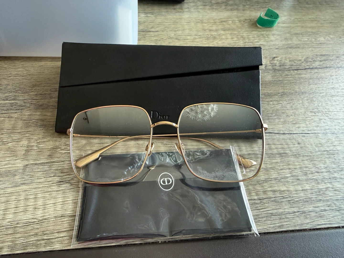 Dior Square Gold Metal Eyeglasses
