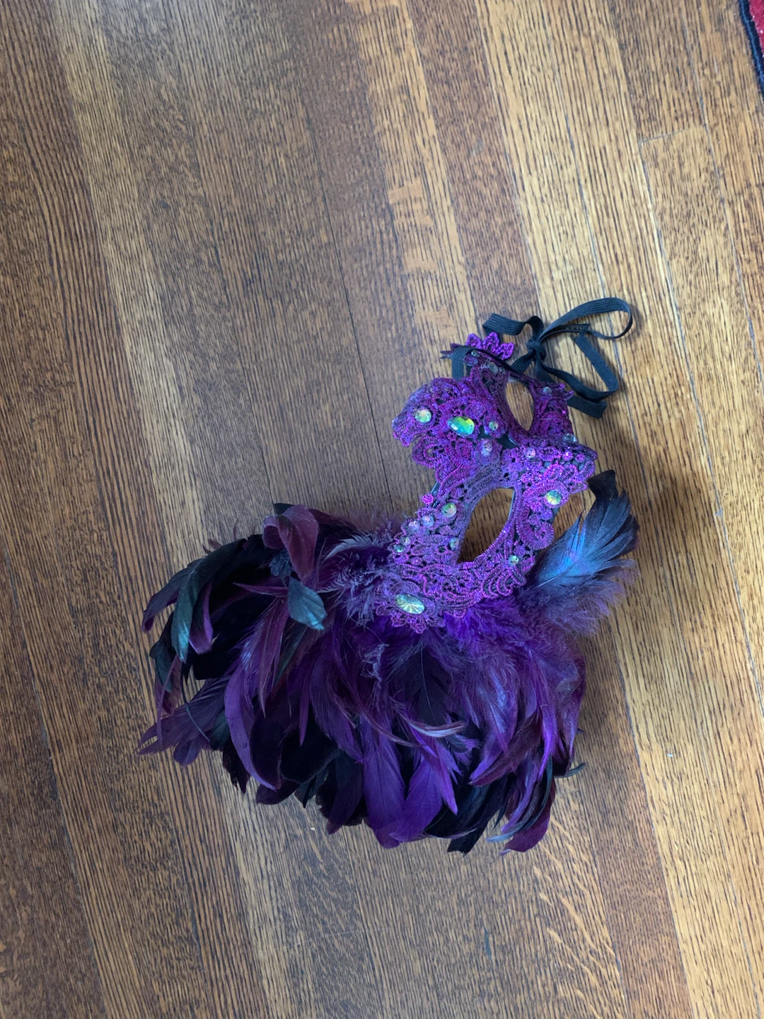 Purple Feather Masquerade Mask