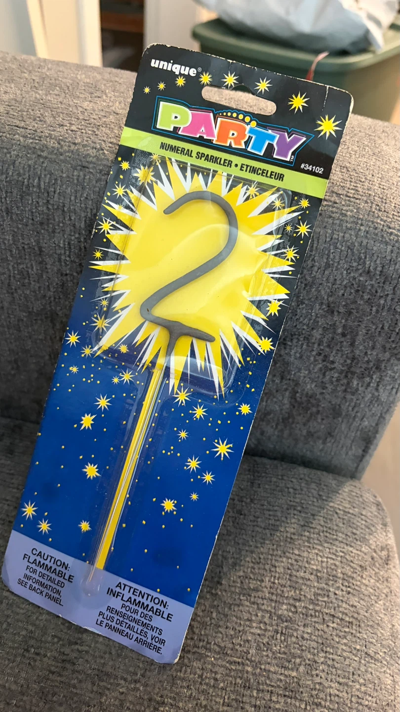 Unique Party Numeral Sparkler Candle - Number 2