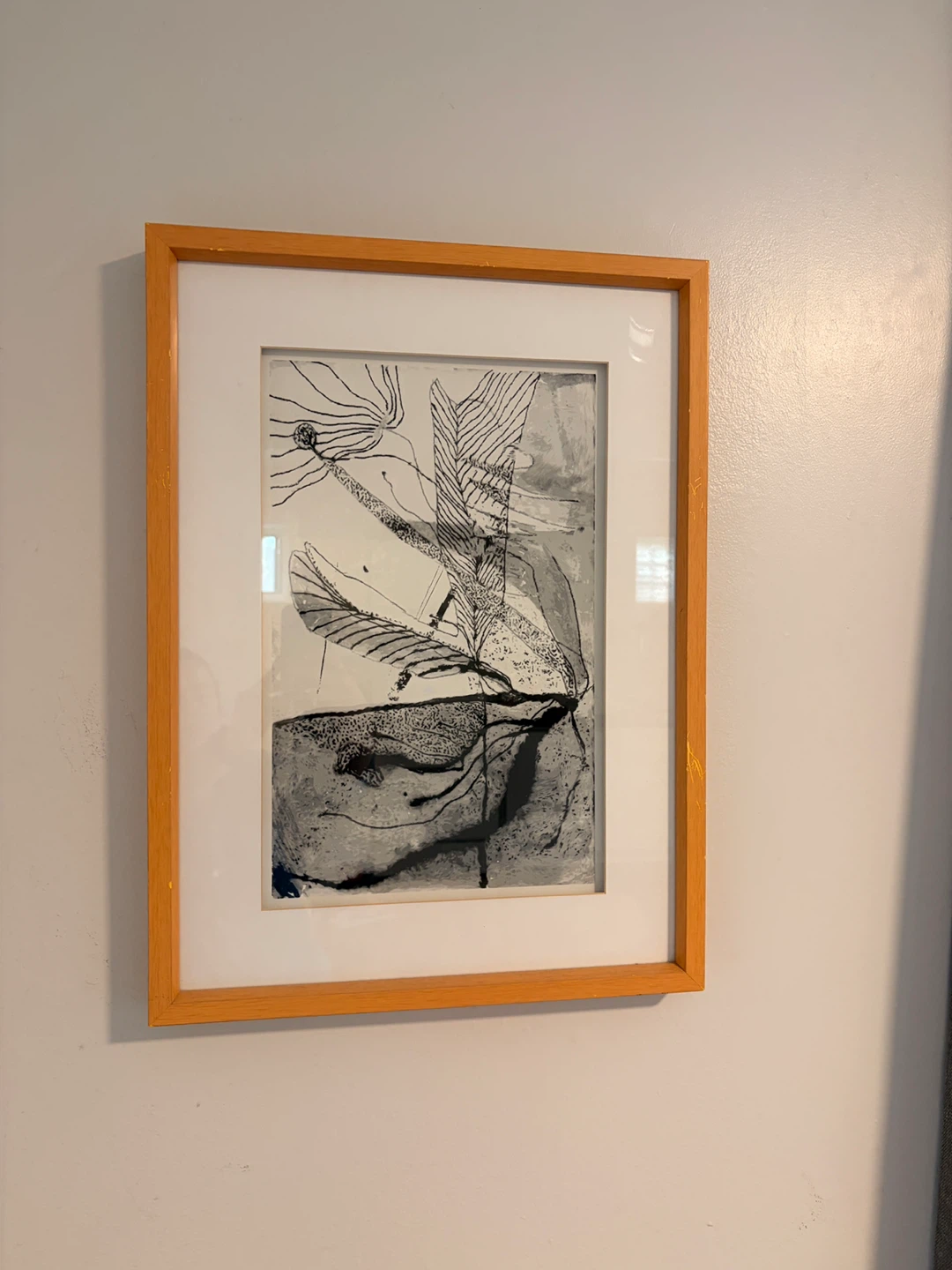 Framed ink art piece-Linear Floral