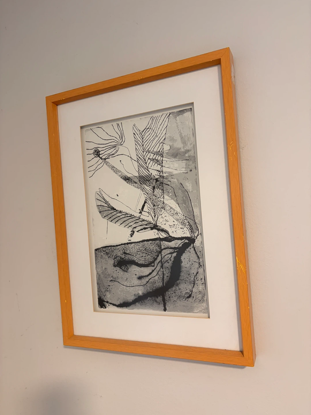 Framed ink art piece-Linear Floral - photo 2