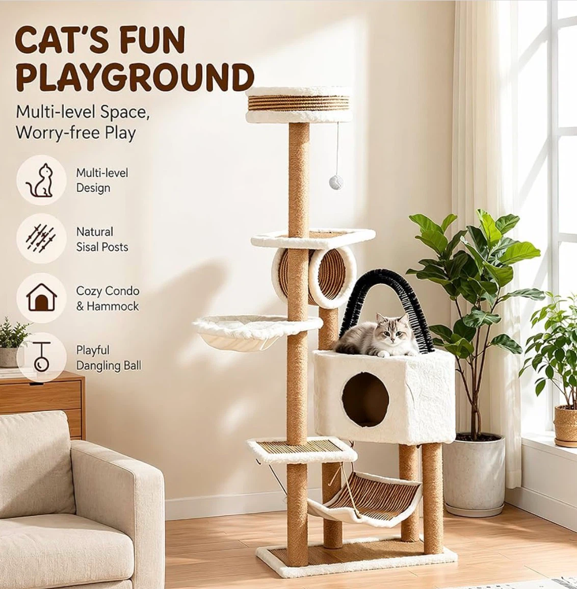 Multi-Level Cat Tree Tower with Condo and Scratching Post - photo 5