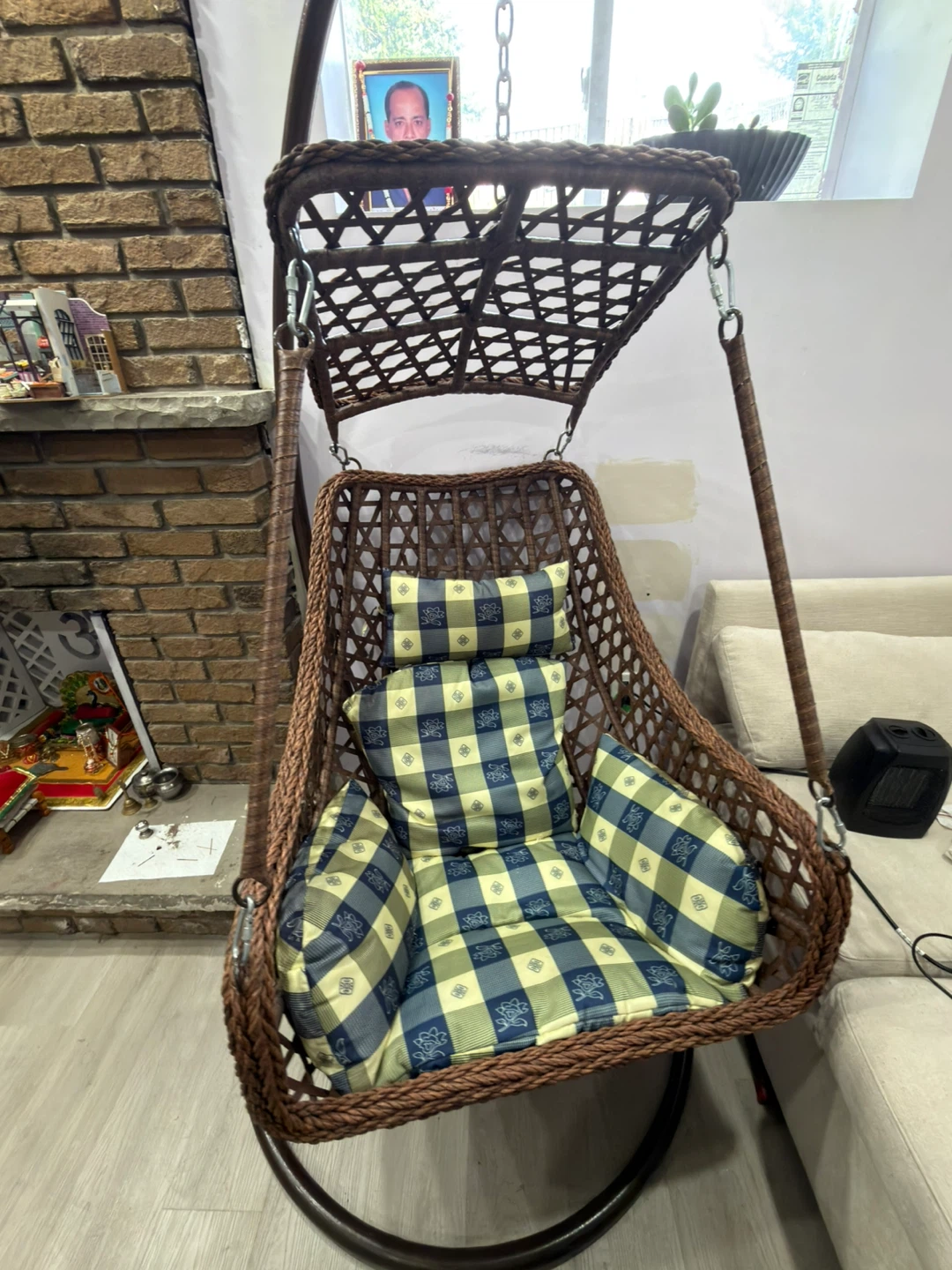 Hanging Wicker Swing Chair with Canopy - photo 2