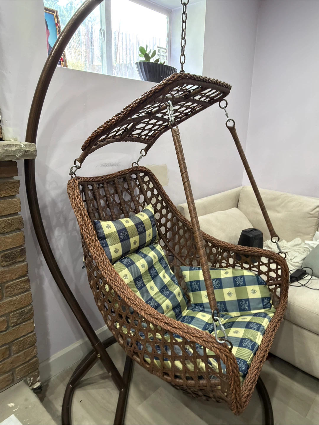 Hanging Wicker Swing Chair with Canopy - photo 3