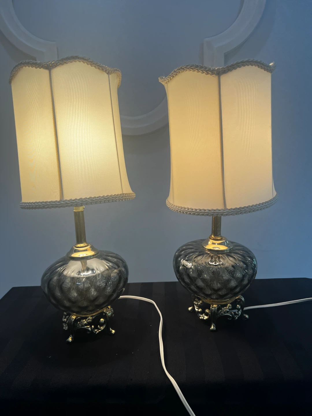 Vintage Brass and Smoked Glass Table Lamps - photo 2