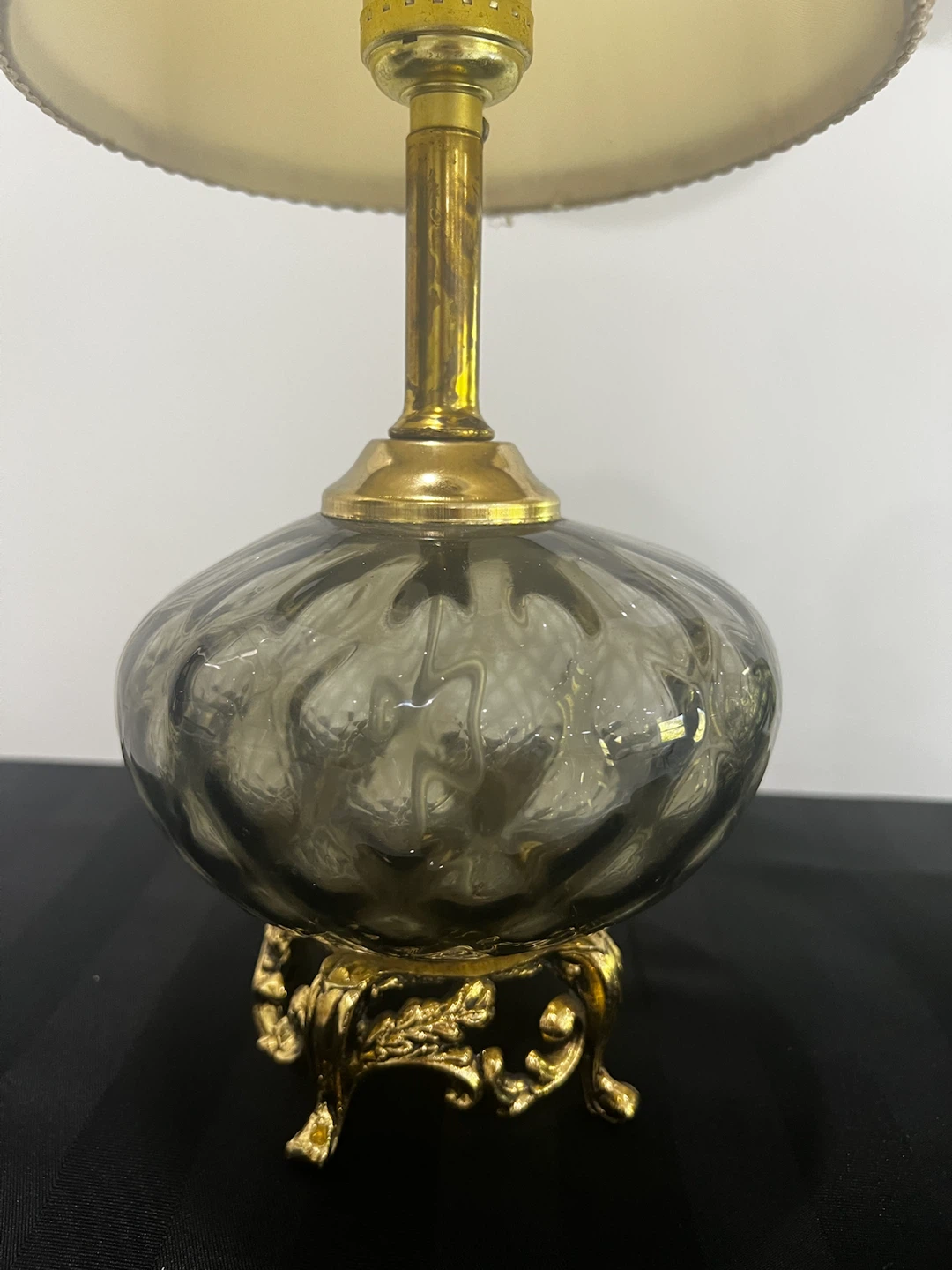Vintage Brass and Smoked Glass Table Lamps - photo 3