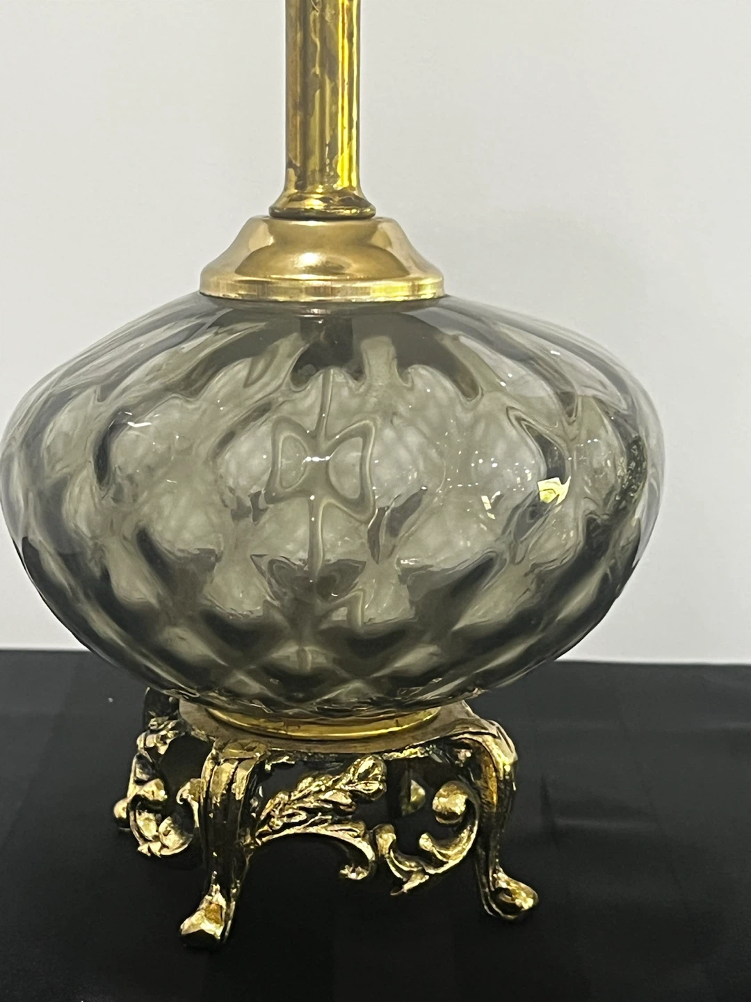 Vintage Brass and Smoked Glass Table Lamps - photo 4