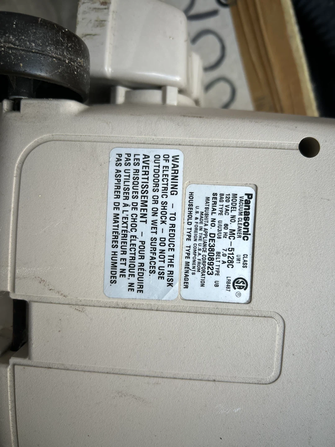 Panasonic MC-5128C Upright Vacuum Cleaner - photo 4