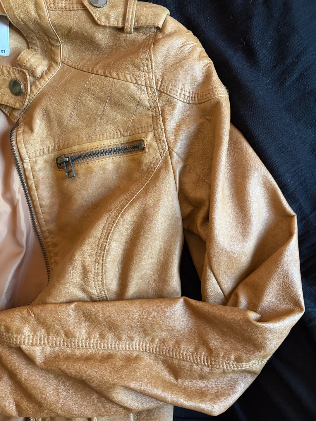 Vero Moda Tan Faux Leather Jacket XS - photo 2