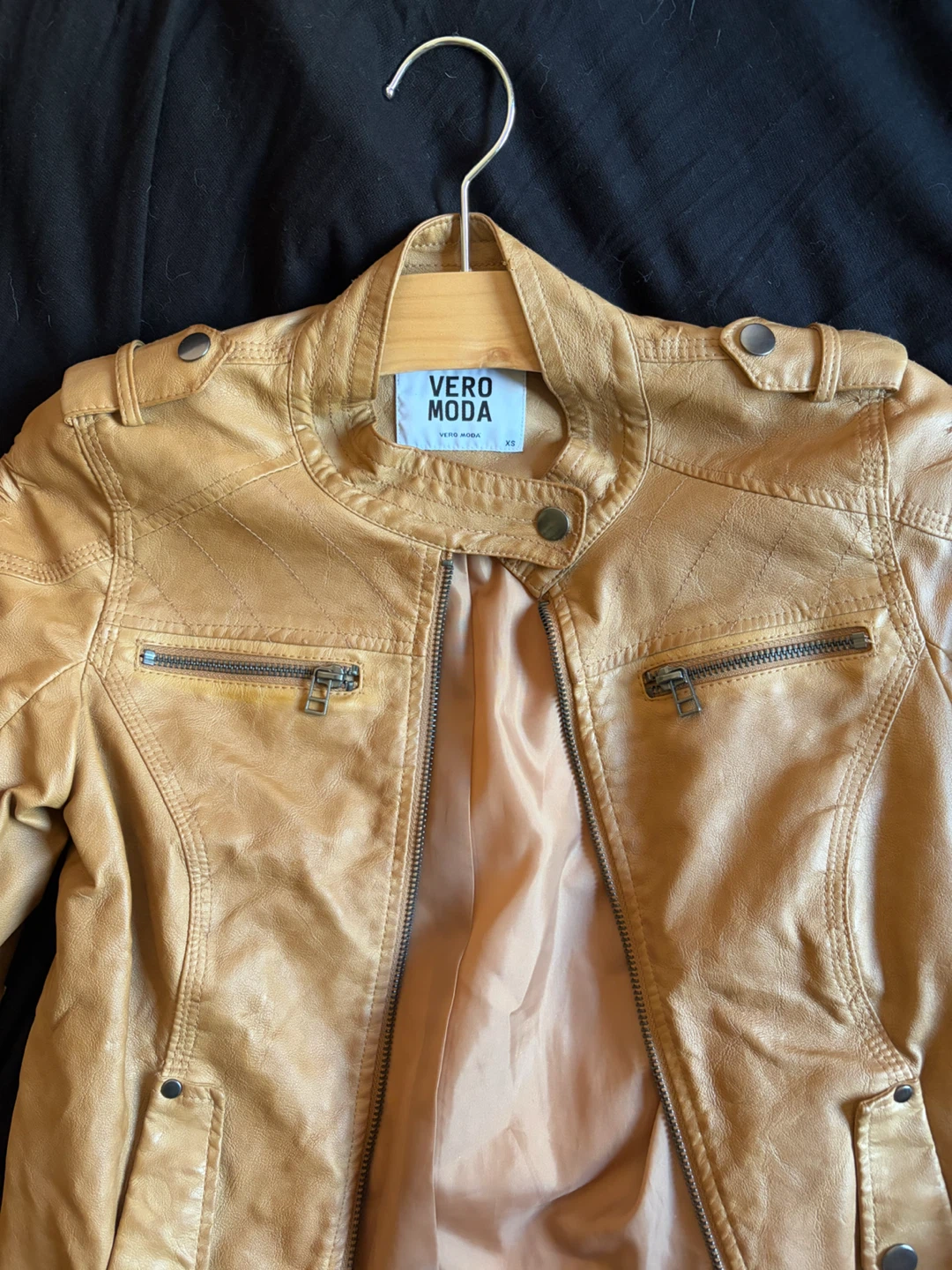 Vero Moda Tan Faux Leather Jacket XS - photo 3