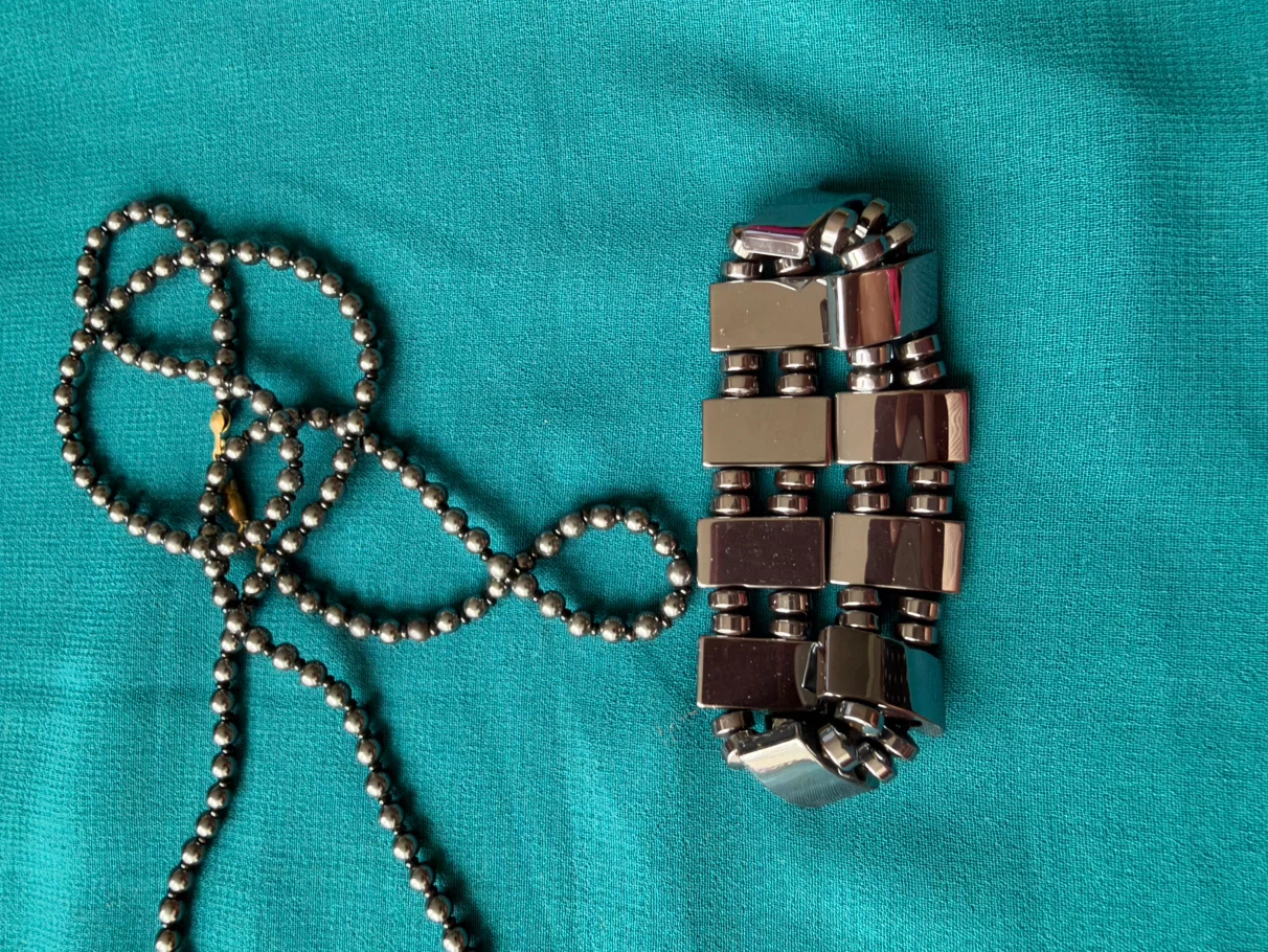 Hematite beads necklace, bracelet, and pendant & earrings set - photo 3