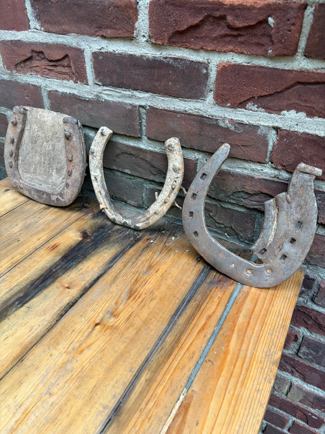 3 Antique Iron Horse Shoes !