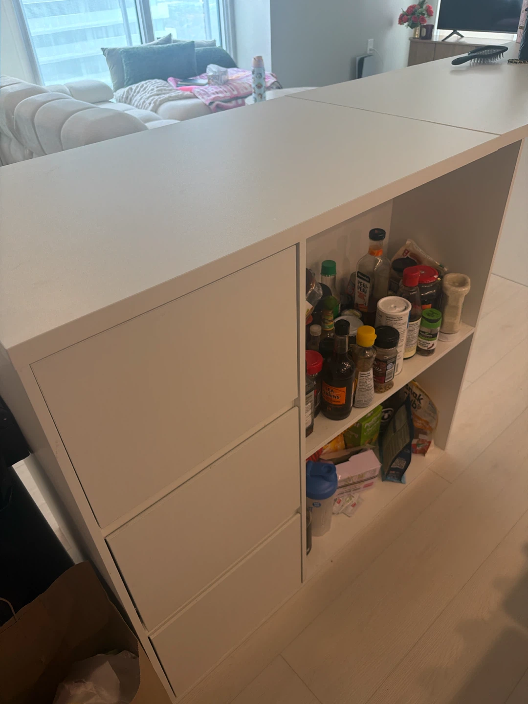 White Kitchen Island with Storage - photo 3