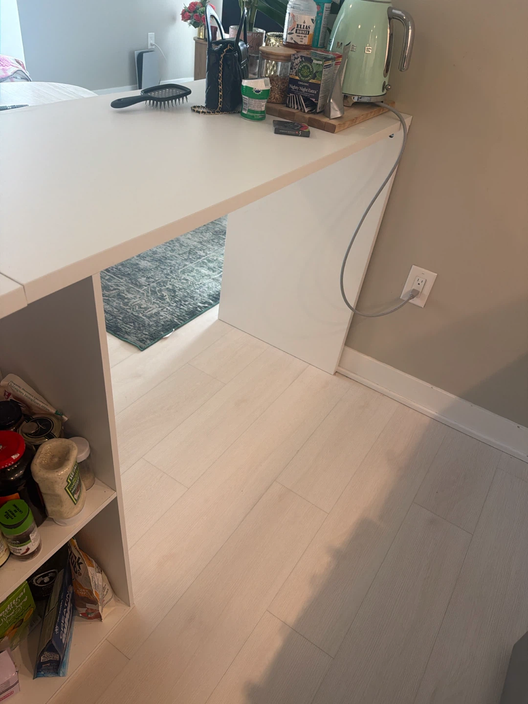 White Kitchen Island with Storage - photo 4