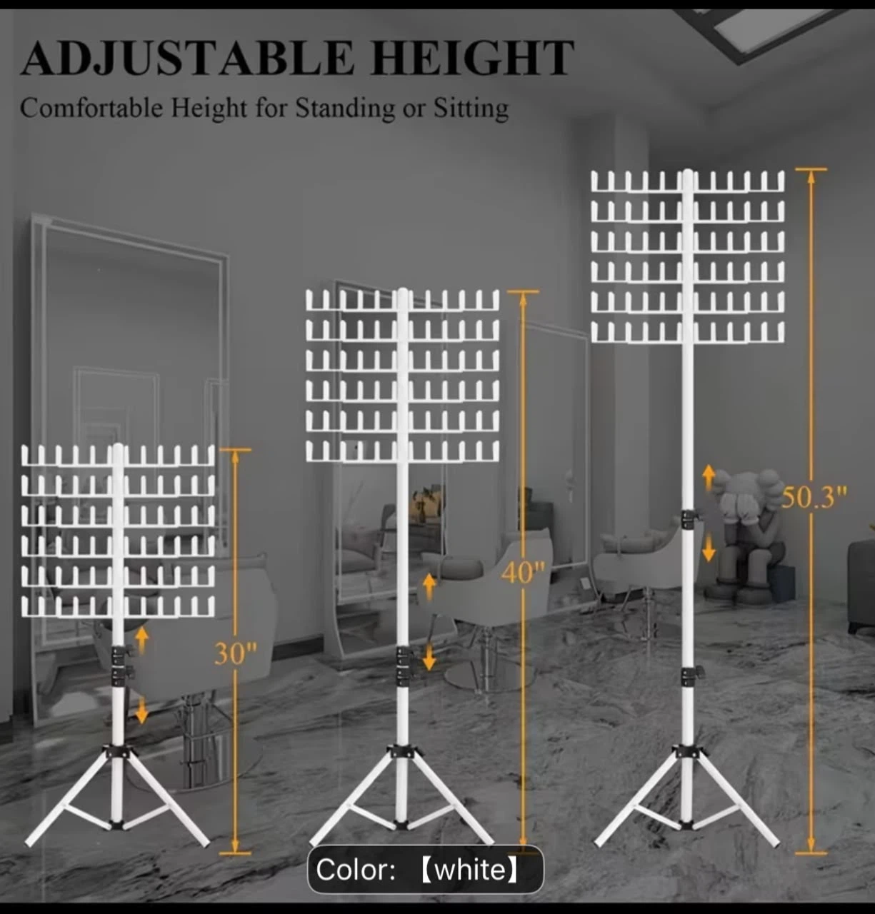 Adjustable Hair Extension Display Stand - White