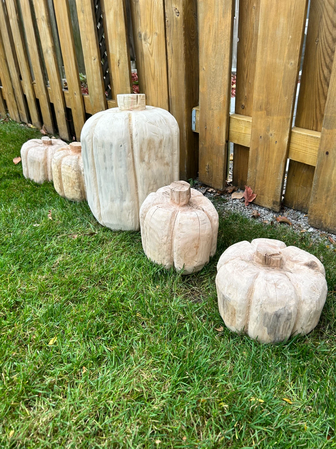 Hand Carved Wooden Pumpkins - photo 2