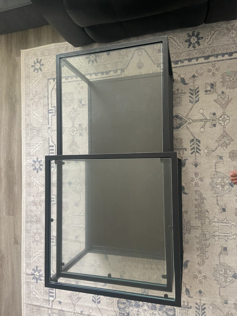 Ikea Set of Two Black Metal and Glass Nesting Tables