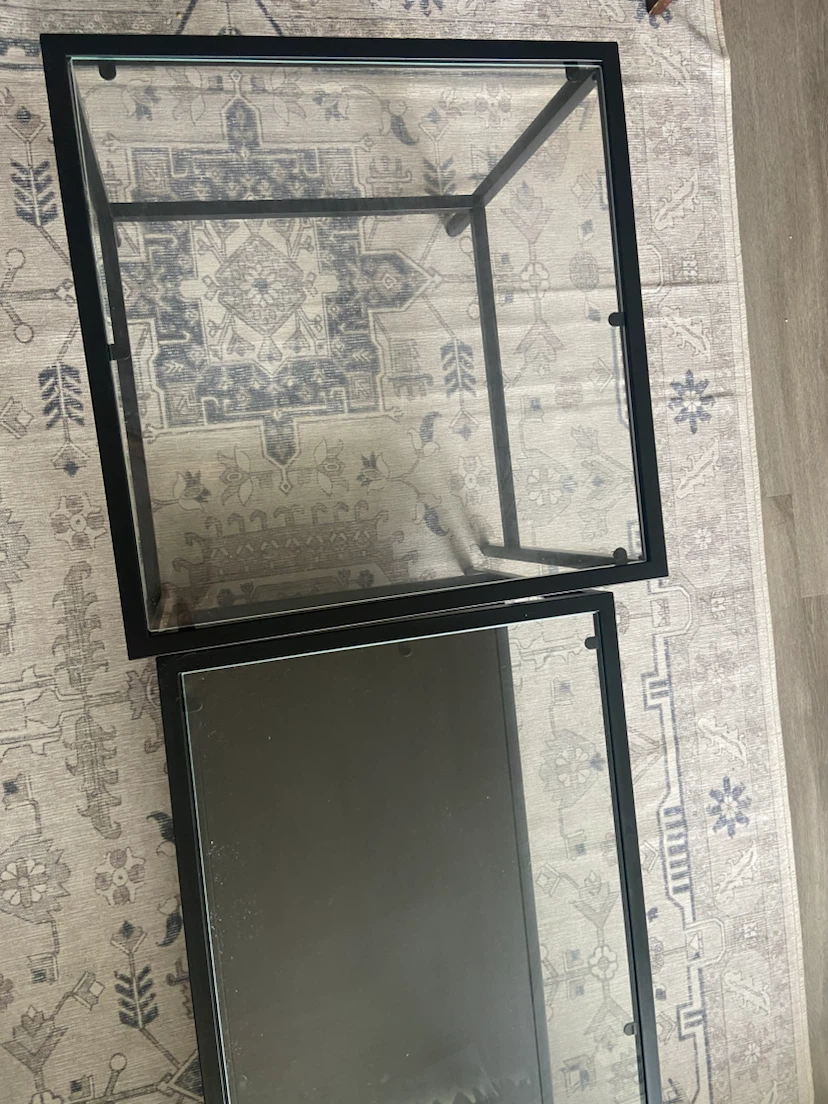 Ikea Set of Two Black Metal and Glass Nesting Tables - photo 3