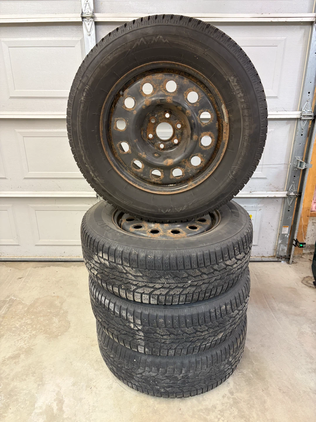 Set of 4 Firestone Winterforce Tires with Rims