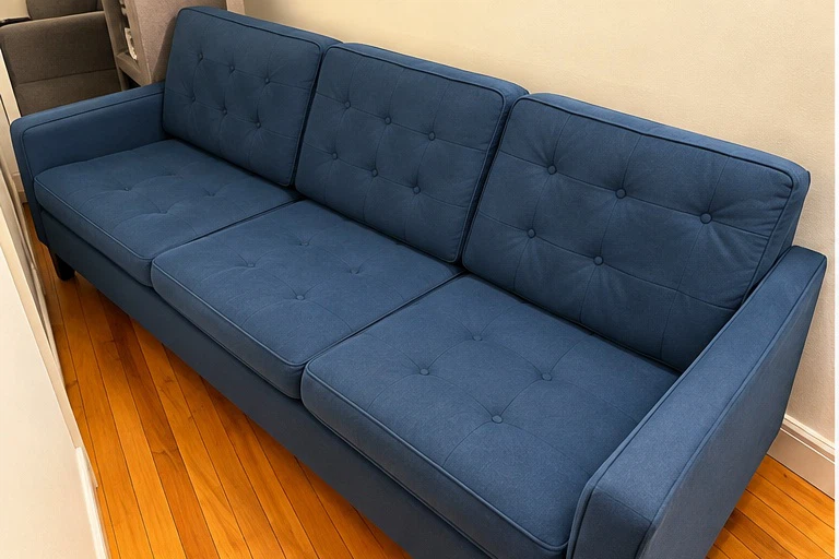 Blue Tufted 3-Seater Sofa – $30 or Trade - photo 2