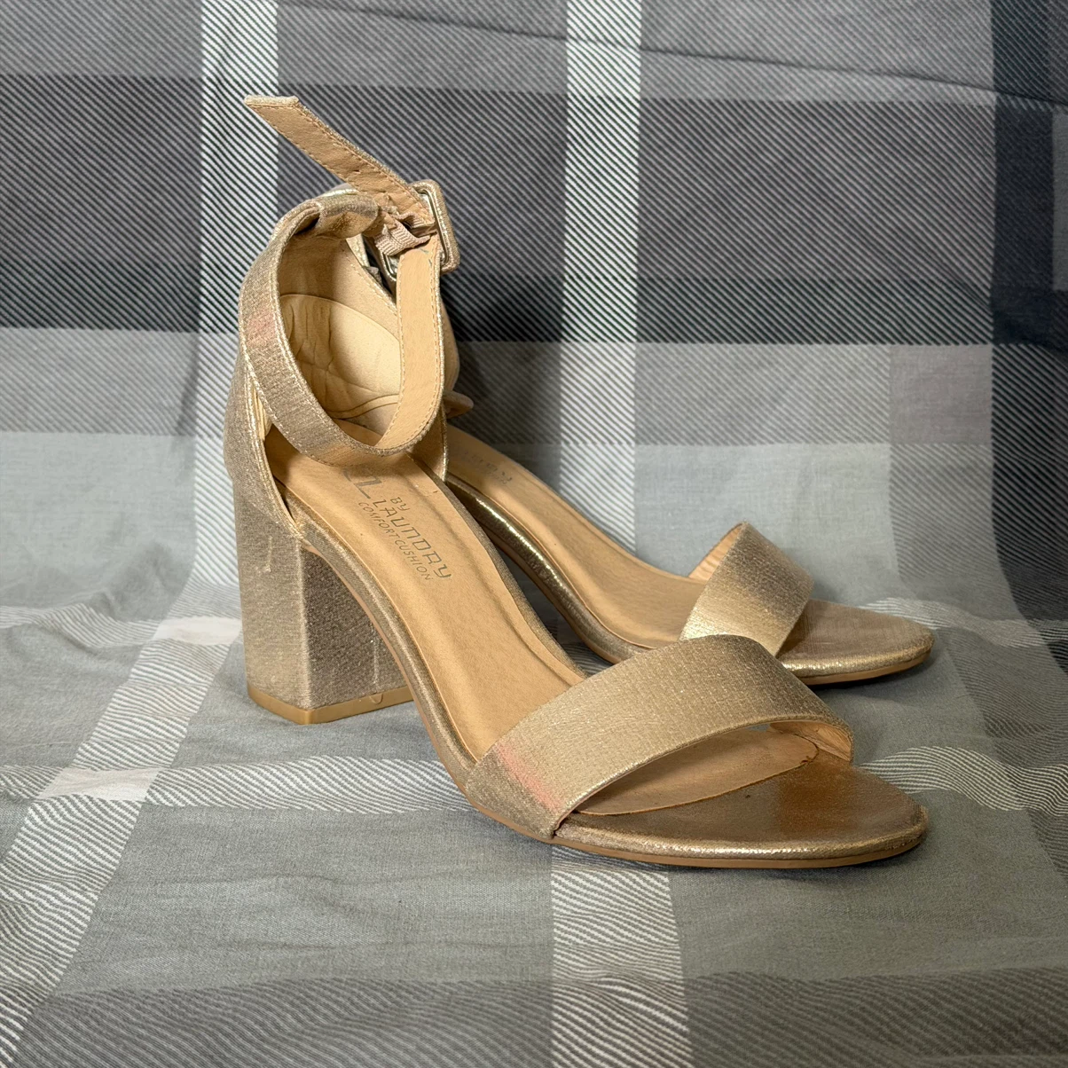 Gold Block Heel Sandals