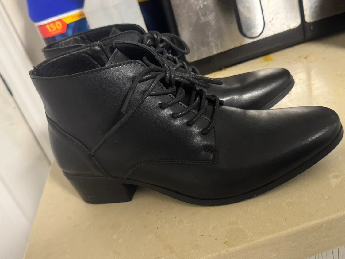 Black Lace-Up Ankle Boots for Man