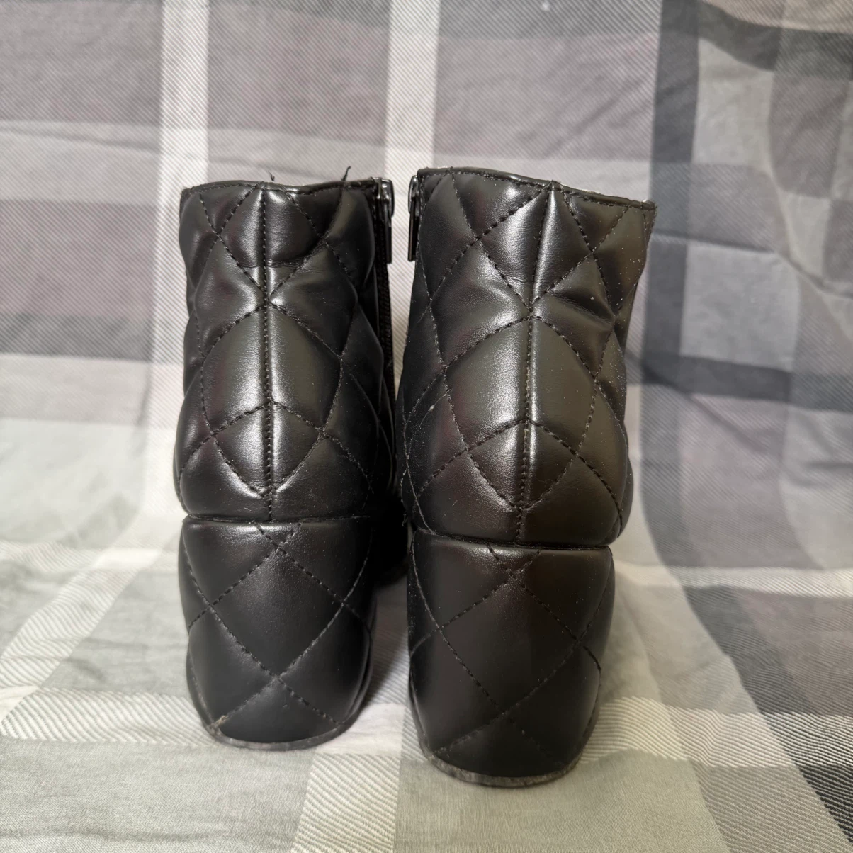 Black Quilted Block Heel Ankle Boots - photo 3
