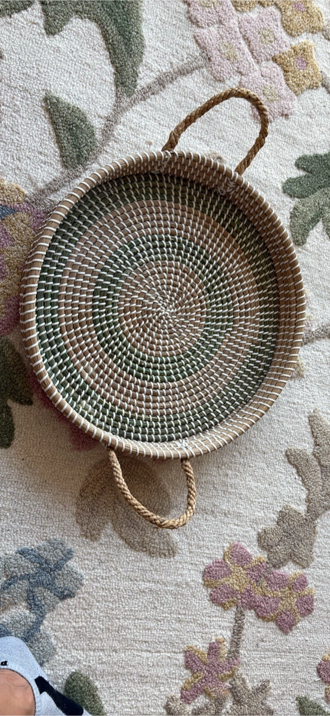 Round Woven Decorative Tray with Handles - photo 2