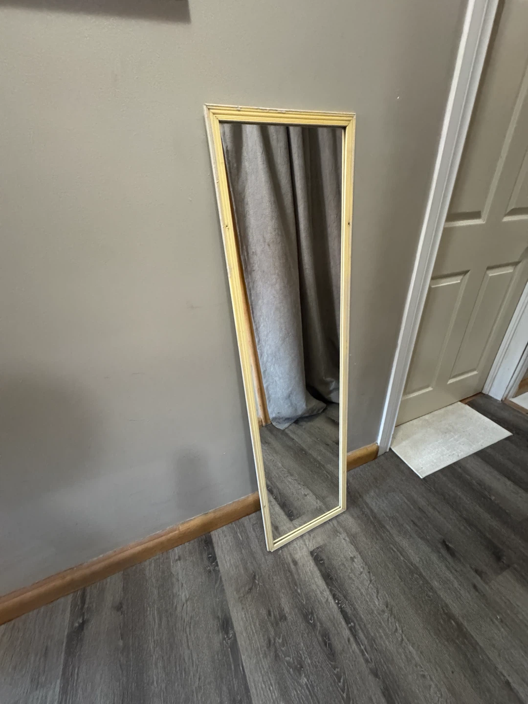 Full-length mirror with cream frame