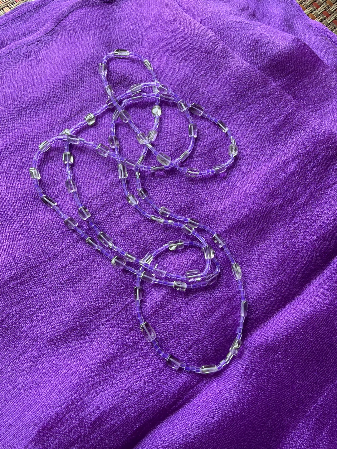 Handmade Long Beaded Amethyst Beads Necklace in Purple - photo 2