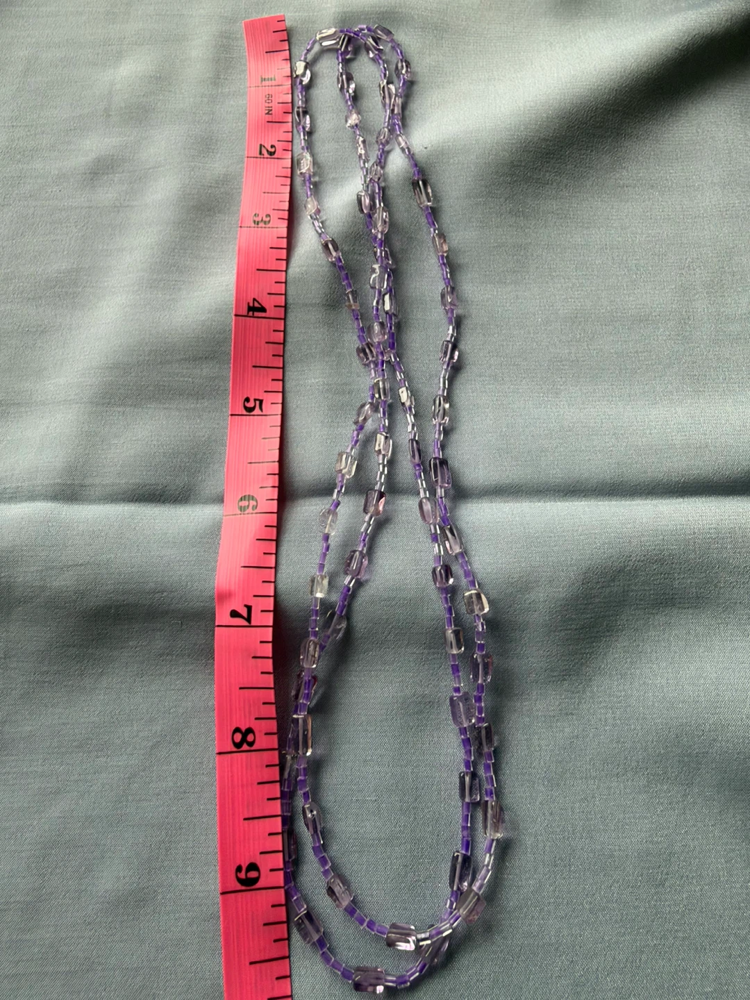 Handmade Long Beaded Amethyst Beads Necklace in Purple - photo 3
