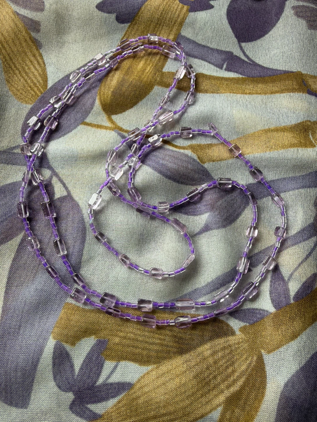 Handmade Long Beaded Amethyst Beads Necklace in Purple - photo 4