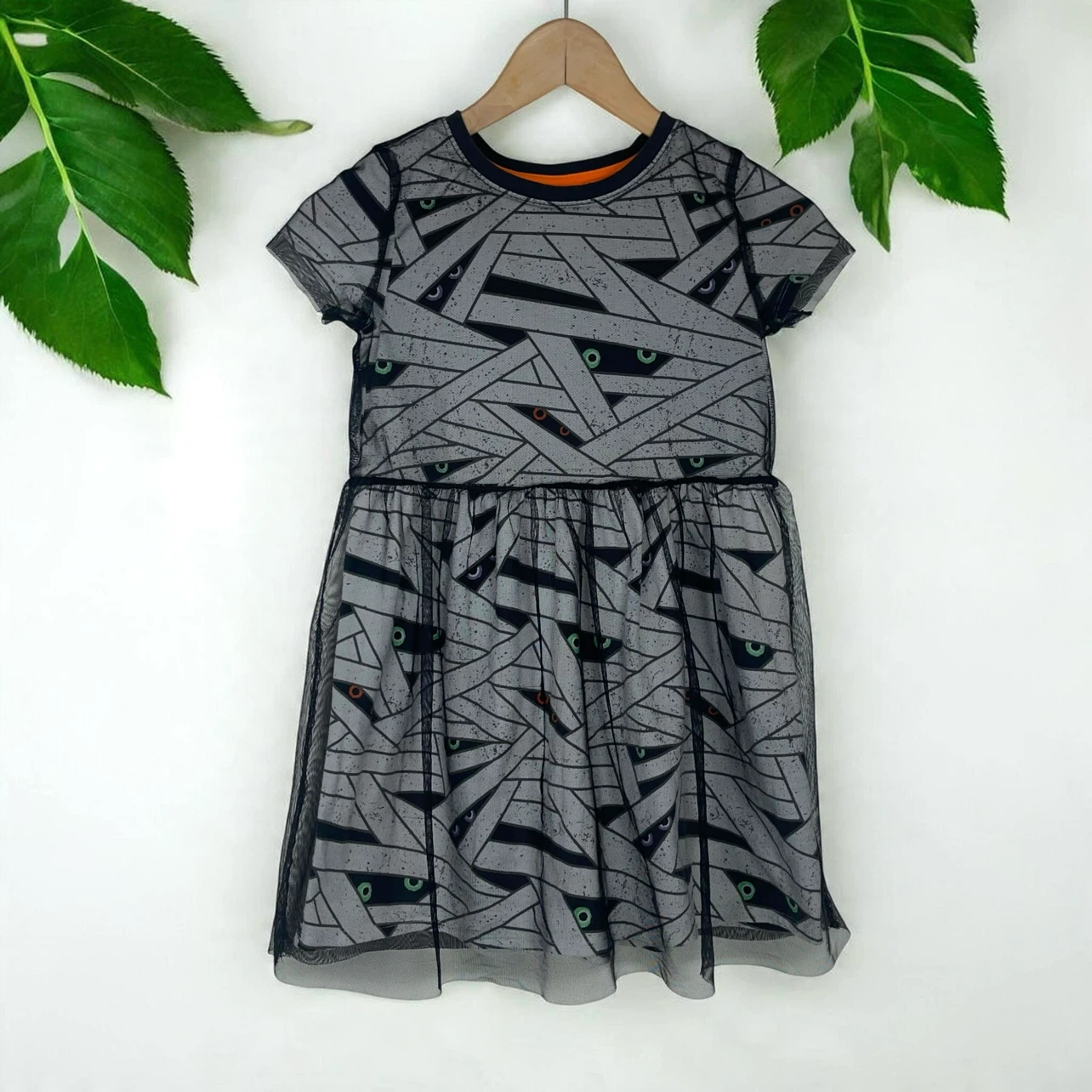 Cat & Jack Halloween Mummy Dress with Tulle Overlay