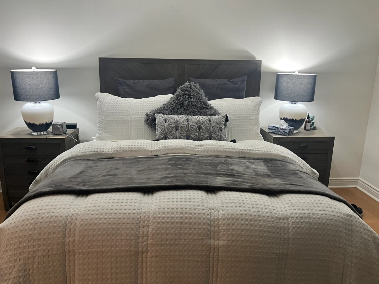 2 Euro Pillows with Dark Grey Waffle Shams Cover - photo 3