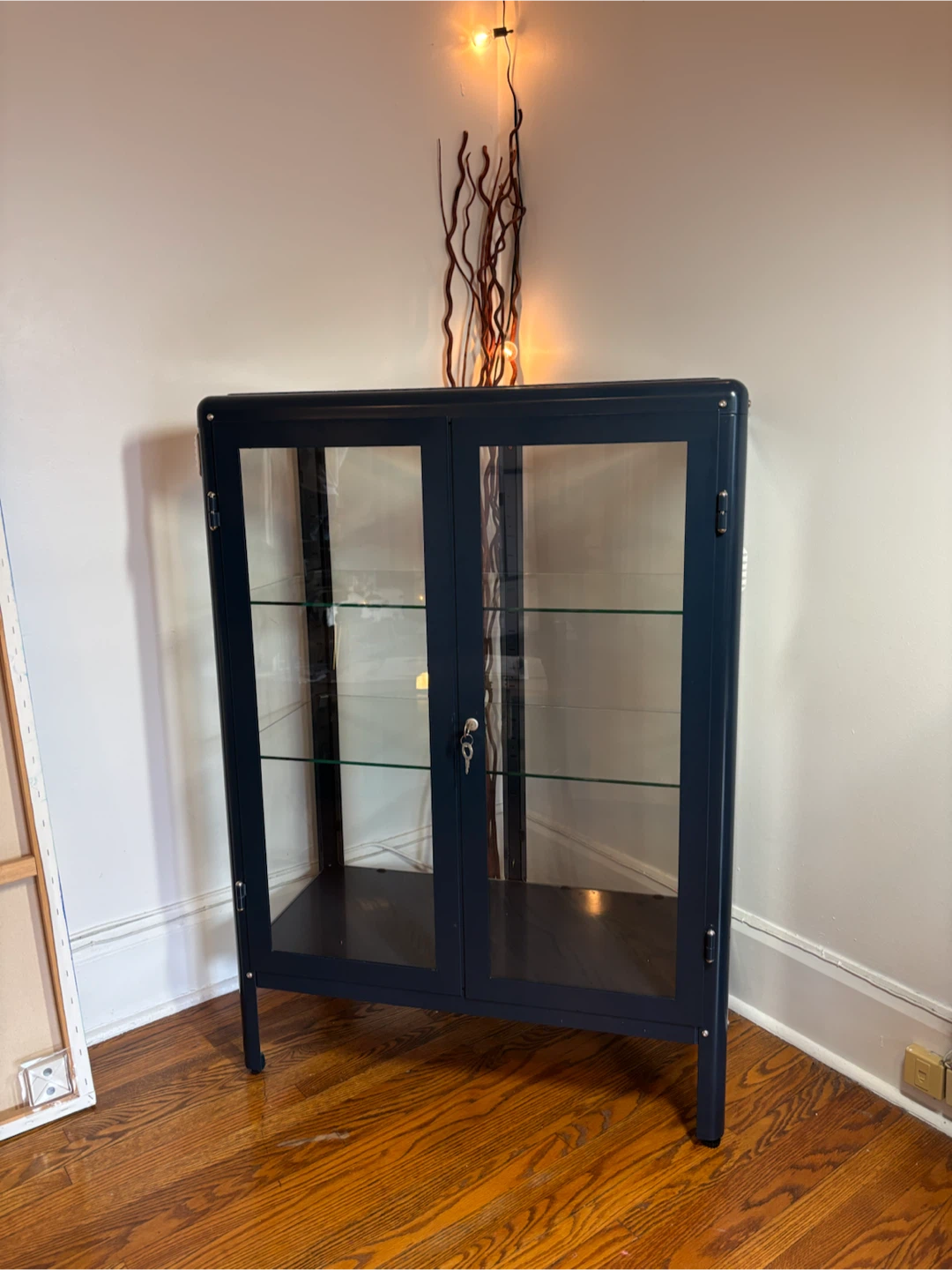 IKEA MILSBO Glass Door Cabinet Dark Blue - photo 3