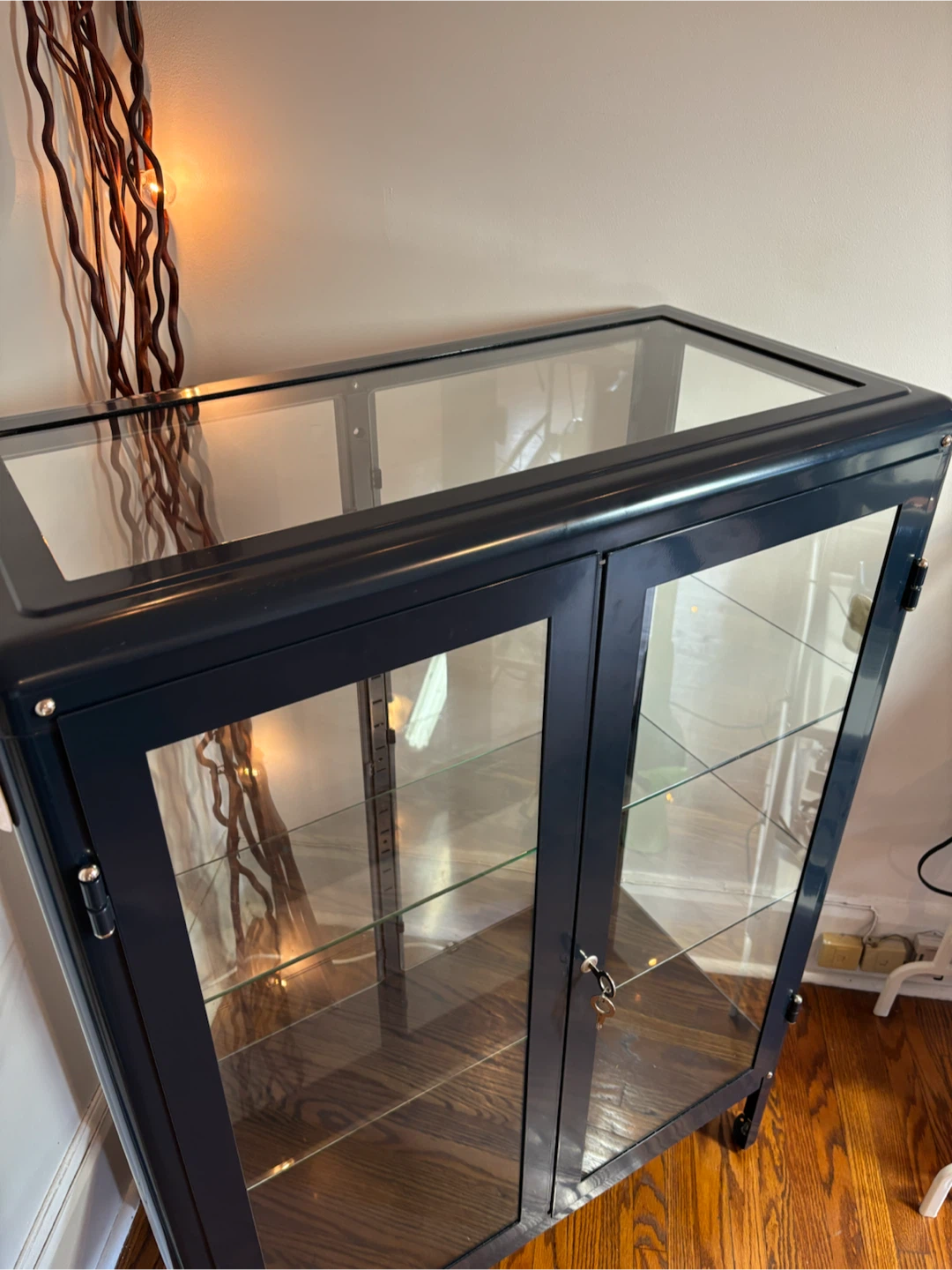 IKEA MILSBO Glass Door Cabinet Dark Blue - photo 4