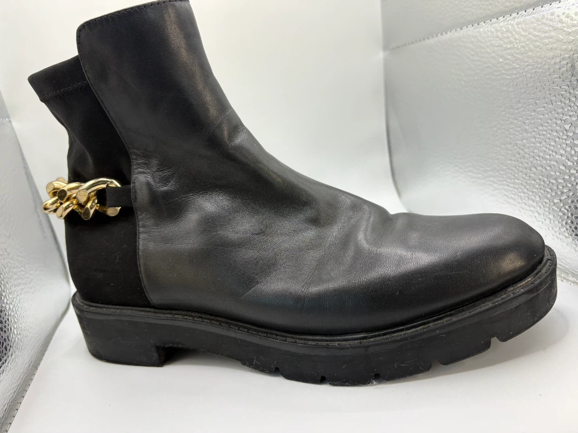 7.5 - NINE WEST boots with gold chain detail