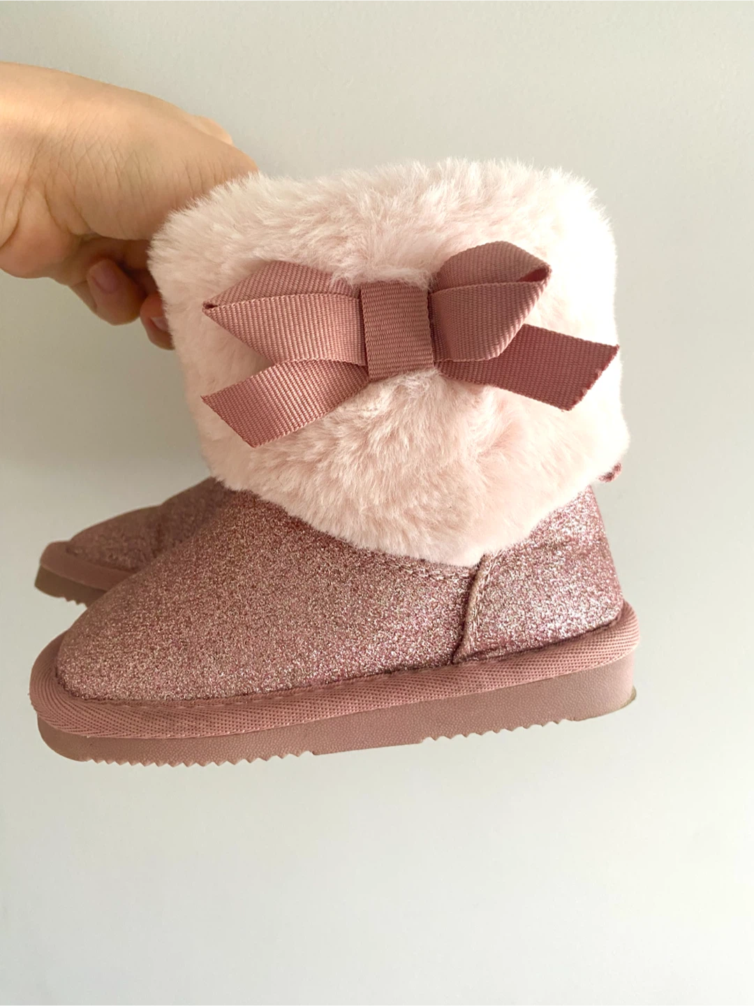Pink Glitter Fur Boots